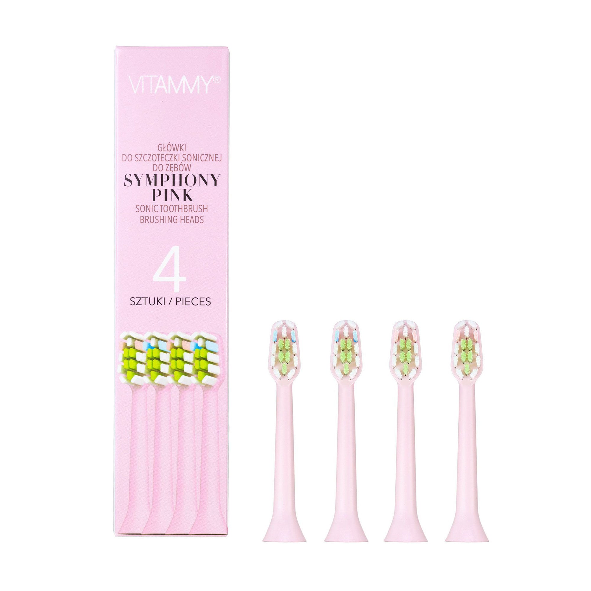 Змінні насадки для електричної зубної щітки VITAMMY Symphony Pink рожеві, 4 шт (TH1911-4 pink)